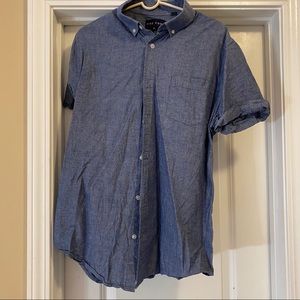 Blue Short Sleeve Button-Up
